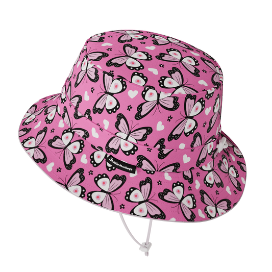 Wide Brim Summer Bucket Hat - Butterfly