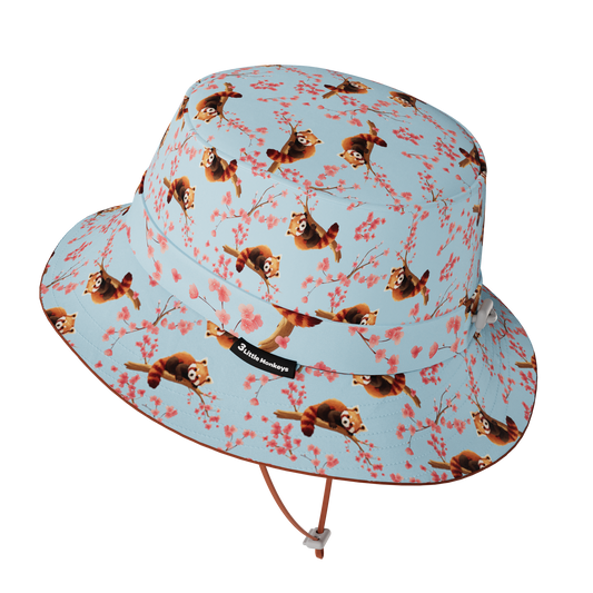 Wide Brim Summer Bucket Hat - Red Panda