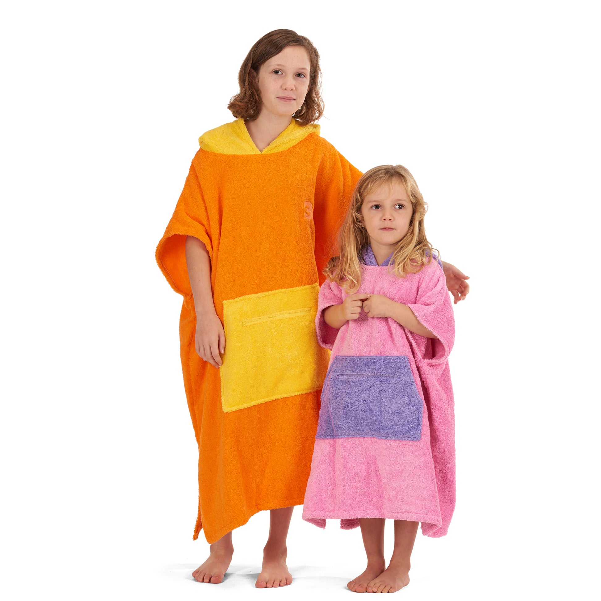 100% Cotton Thick Hooded Poncho Towel - Orange/Yellow