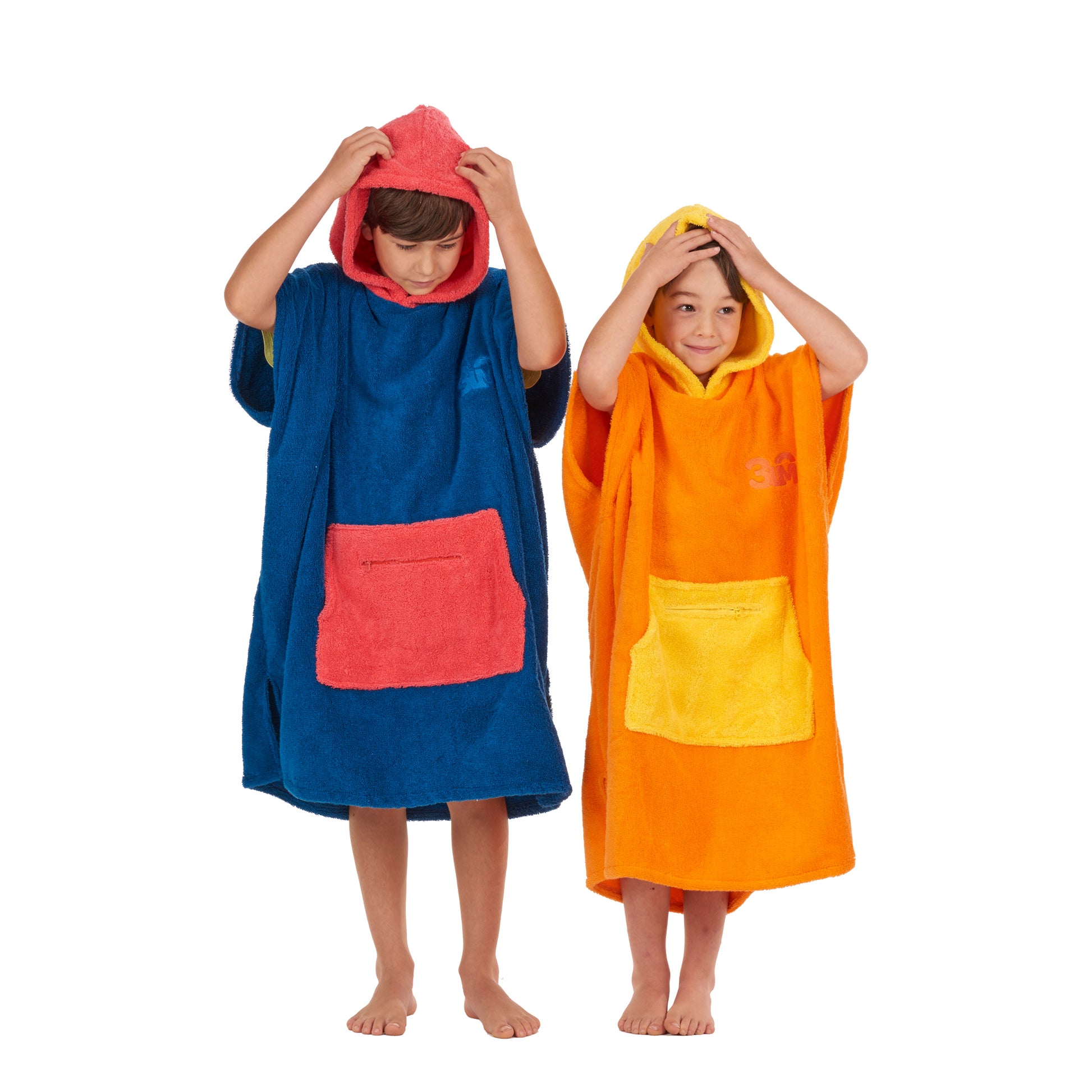 100% Cotton Thick Hooded Poncho Towel - Orange/Yellow