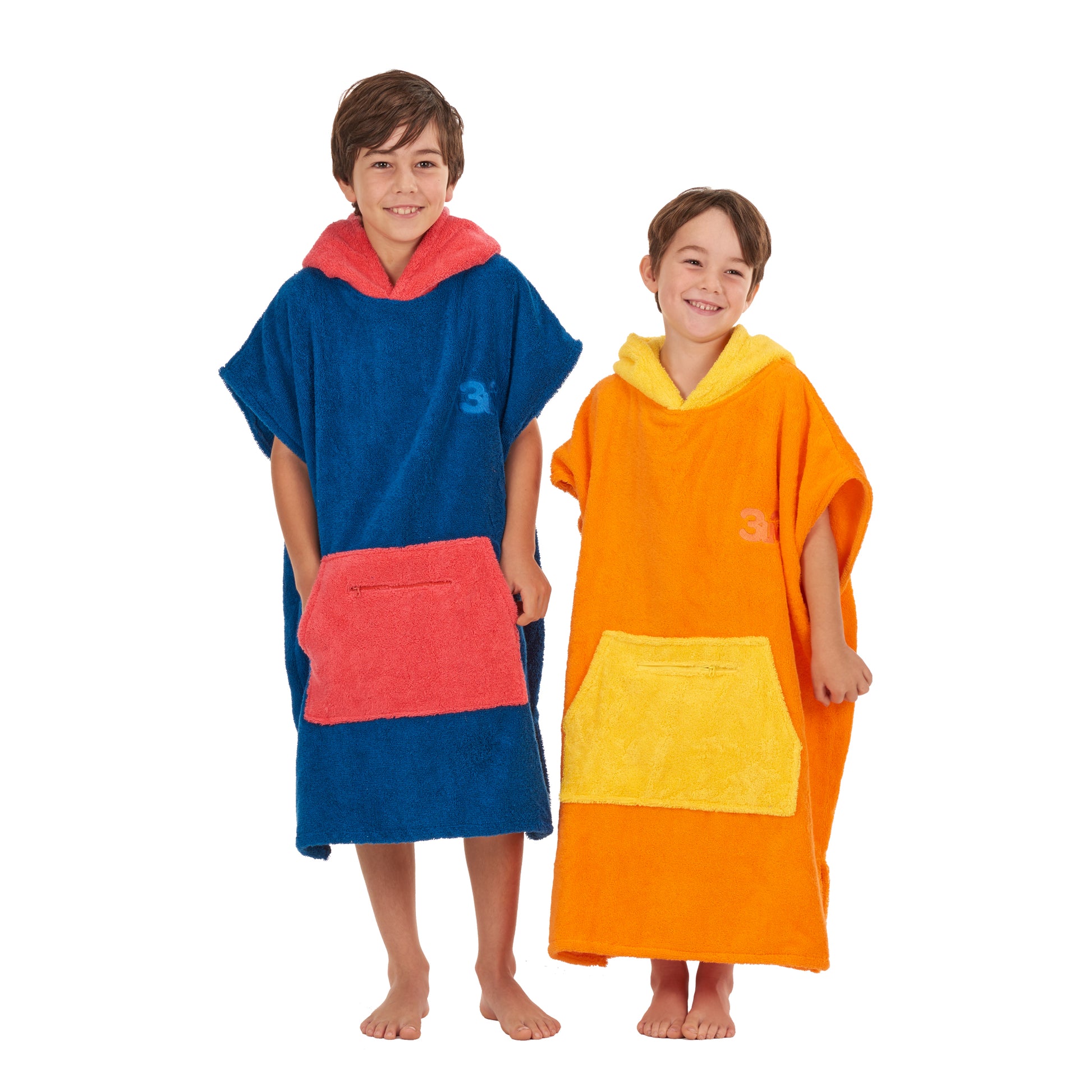 100% Cotton Thick Hooded Poncho Towel - Orange/Yellow