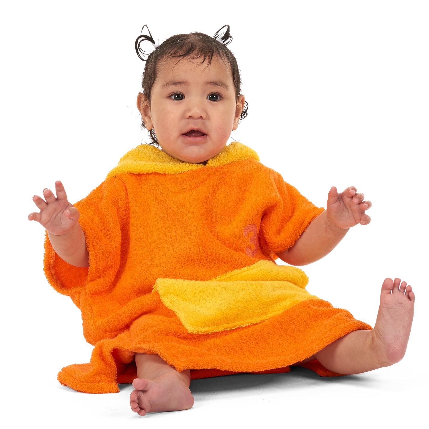 100% Cotton Thick Hooded Poncho Towel - Orange/Yellow