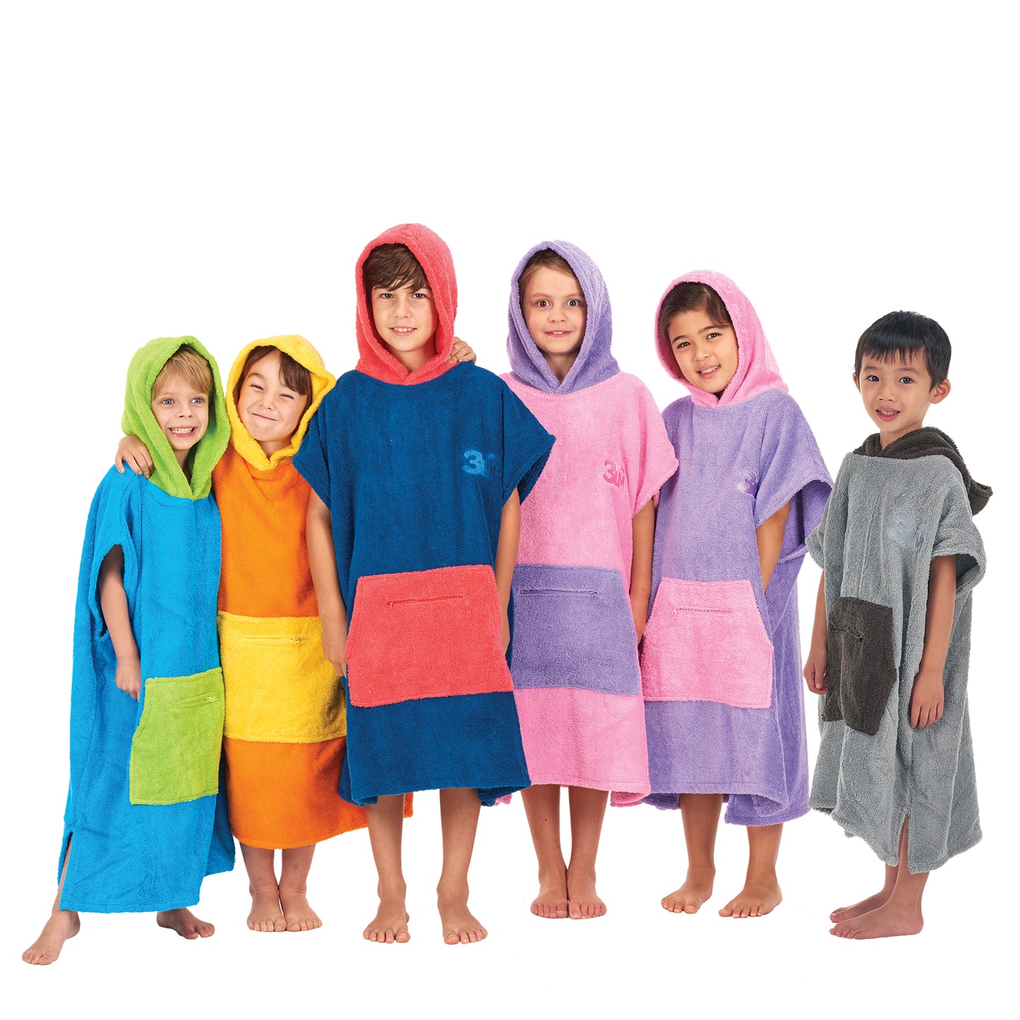 100% Cotton Thick Hooded Poncho Towel - Purple/Pink