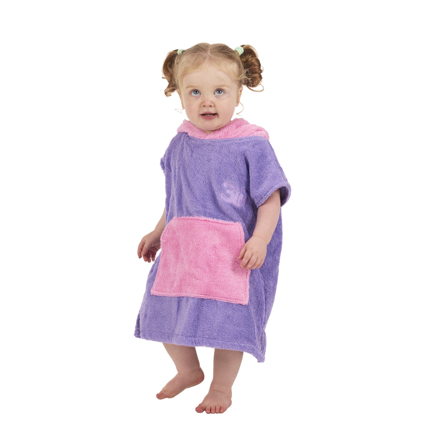 100% Cotton Thick Hooded Poncho Towel - Purple/Pink