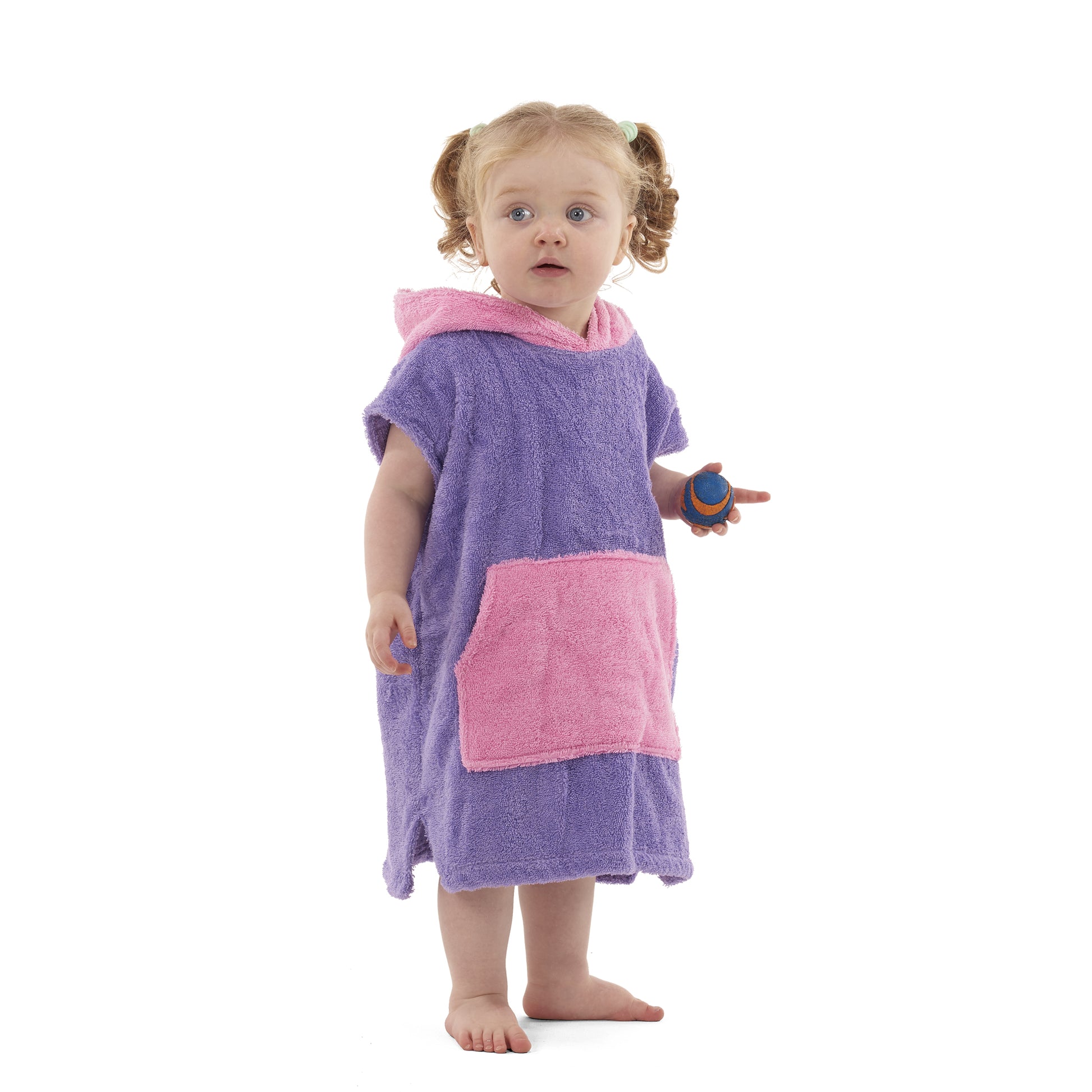 100% Cotton Thick Hooded Poncho Towel - Purple/Pink