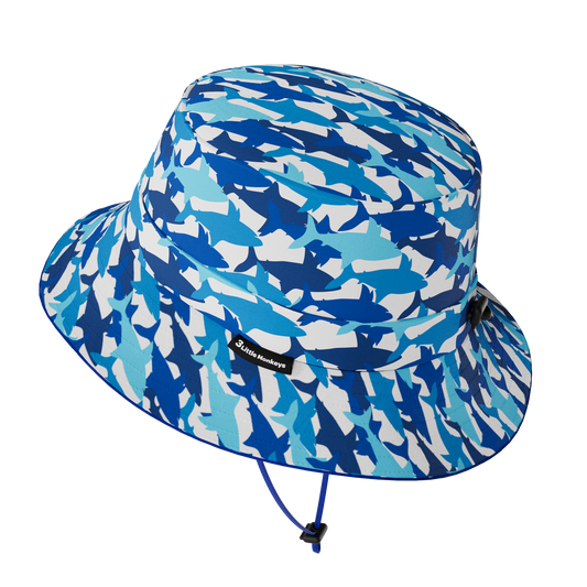 Wide Brim Summer Bucket Hat - Camo Shark
