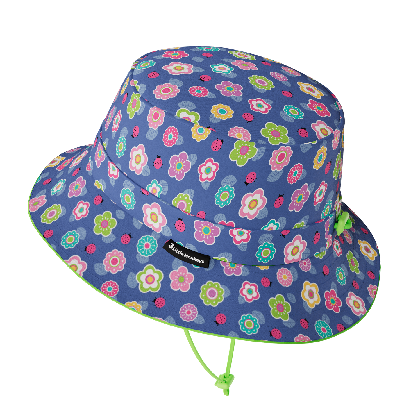 Wide Brim Summer Bucket Hat - Flower Ladybug