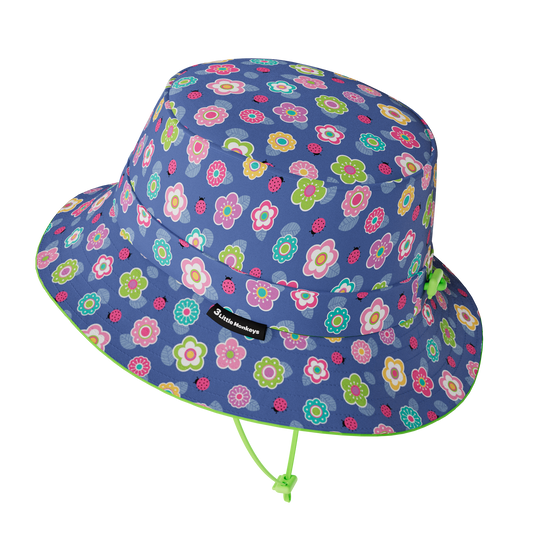 Wide Brim Summer Bucket Hat - Flower Ladybug