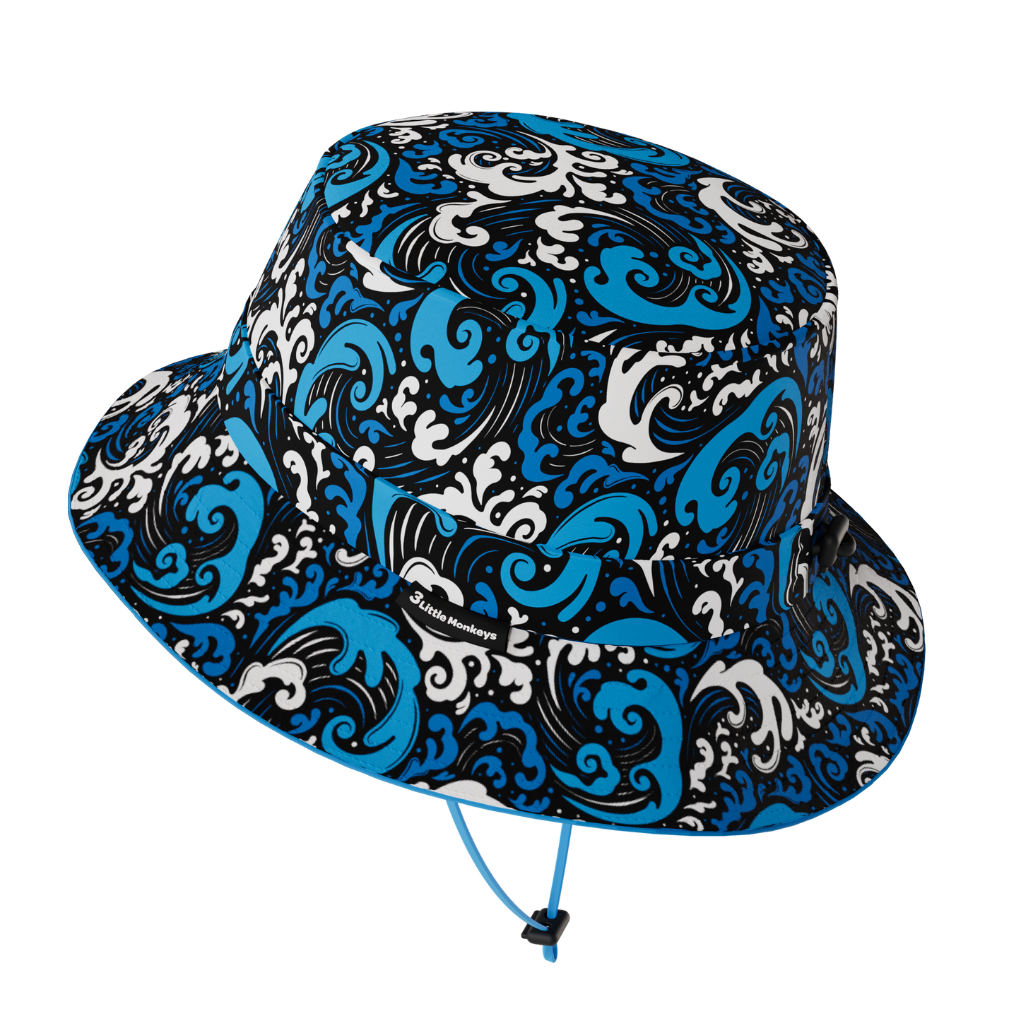 Wide Brim Summer Bucket Hat - Wave (Blue)