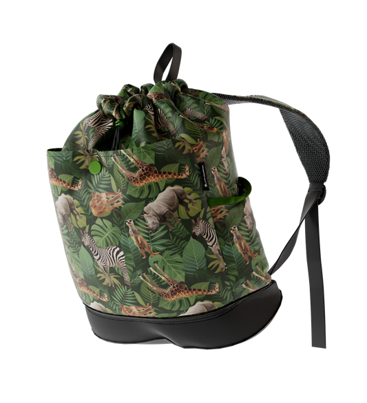 Waterproof Swim Bag Backpack + Shoe Compartment - Animals of Africa