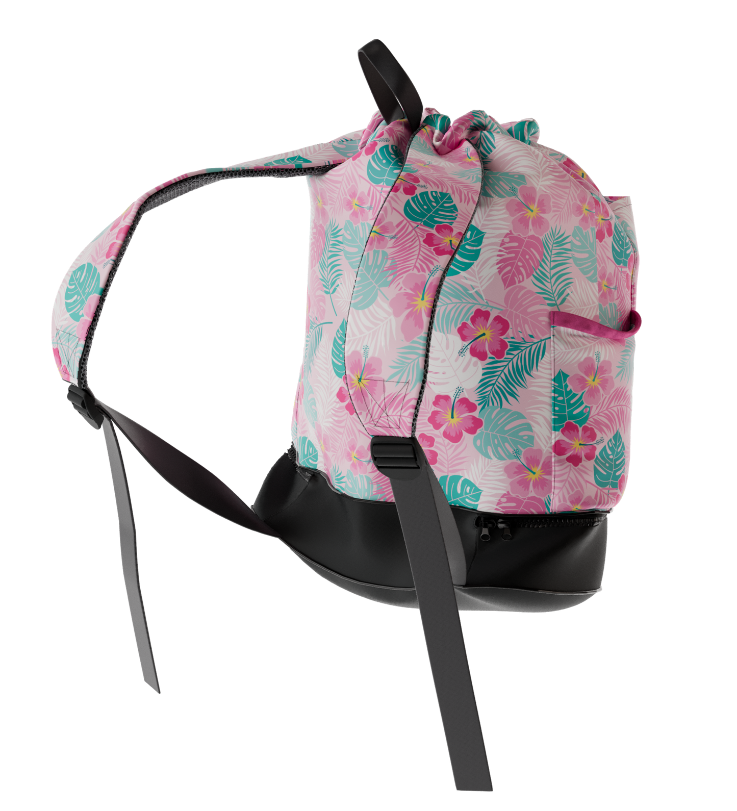 Waterproof Swim Bag Backpack + Shoe Compartment - Hibiscus Flower