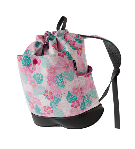 Waterproof Swim Bag Backpack + Shoe Compartment - Hibiscus Flower