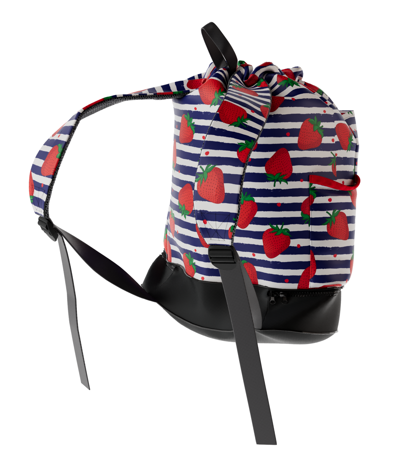 Waterproof Swim Bag Backpack + Shoe Compartment - Strawberry Stripes